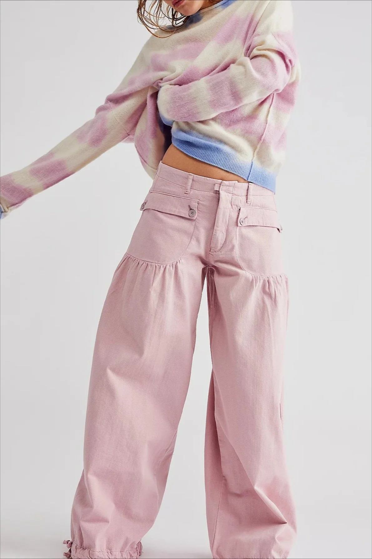 Ruched Mid Rise Wide Leg Jeans - Image 8
