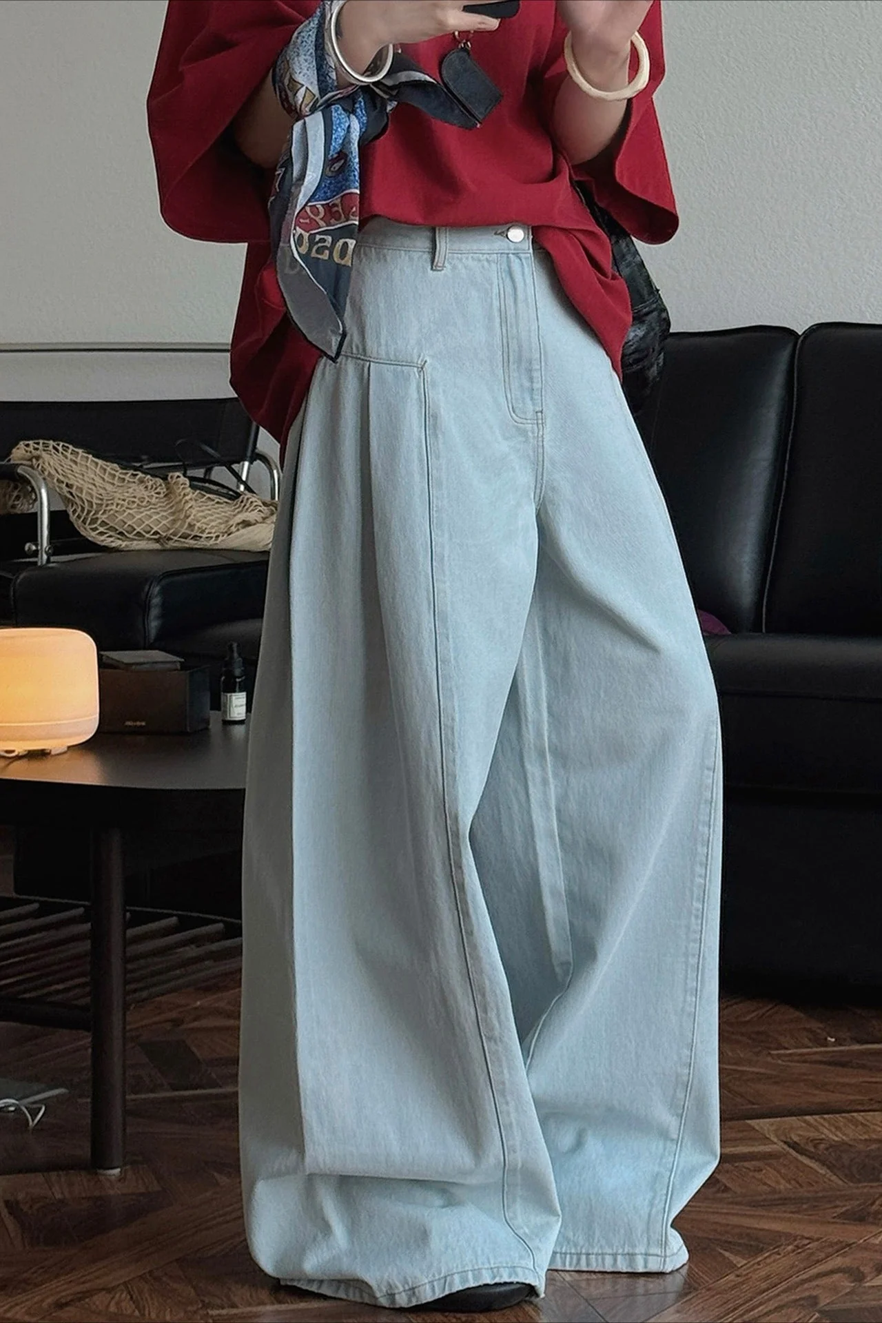 Deconstructed Flared Denim Jeans - Image 2