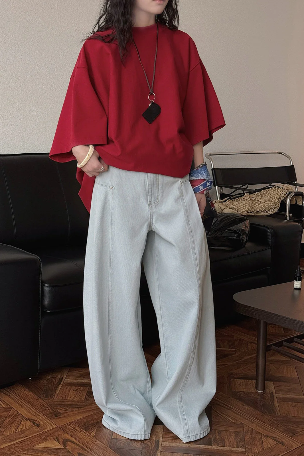 Deconstructed Flared Denim Jeans - Image 3