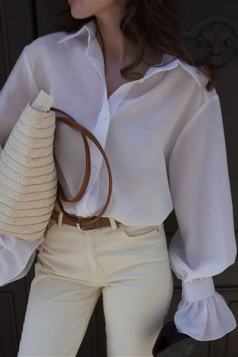 Tencel Button Up Long Sleeve Blouse - Image 8
