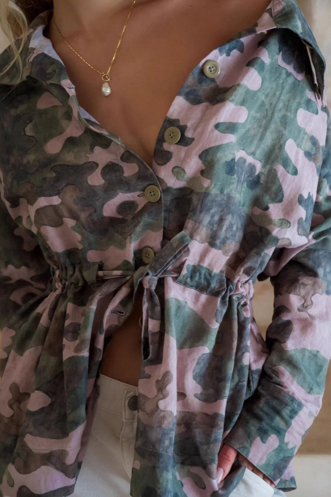 Camouflage Print Long Sleeve Blouse - Image 4