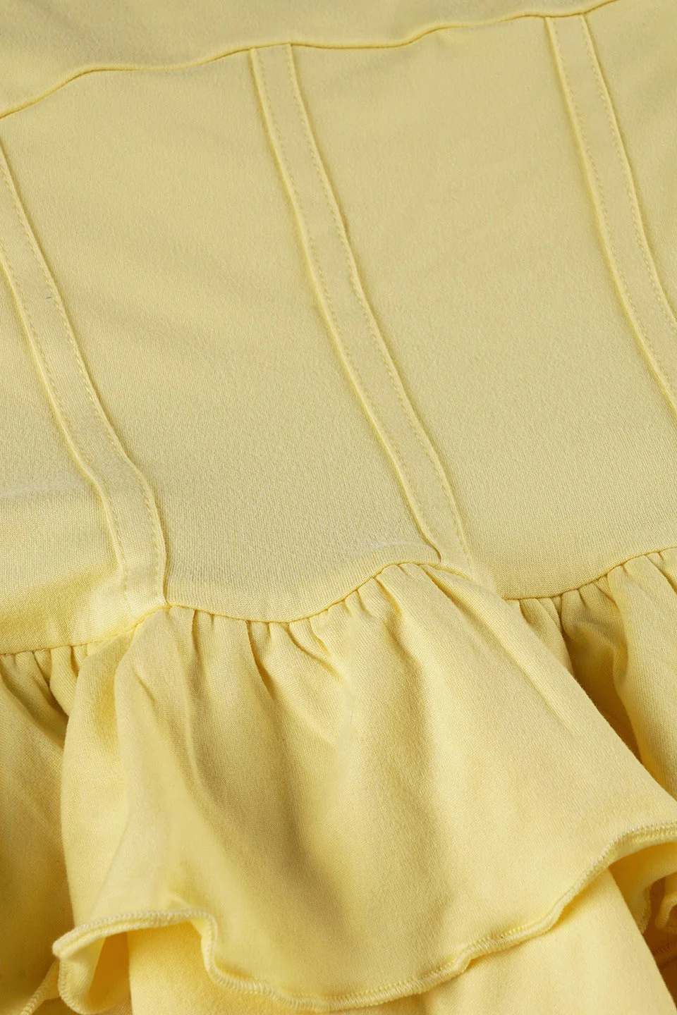 Solid Color Halter Waist-Tie Puff Mini Dress - Image 5