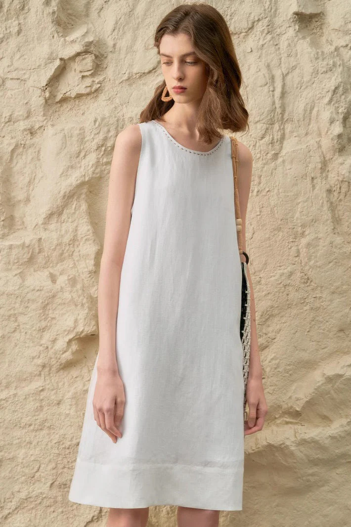 Elegant Tencel Linen Midi Dress - Image 2