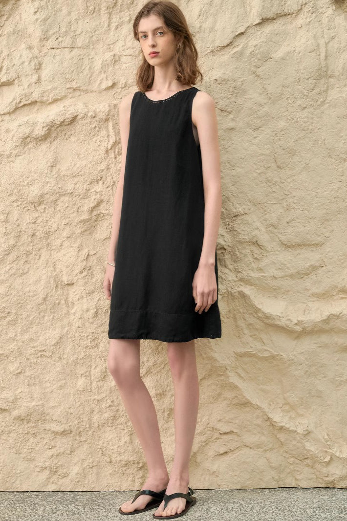 Elegant Tencel Linen Midi Dress - Image 4