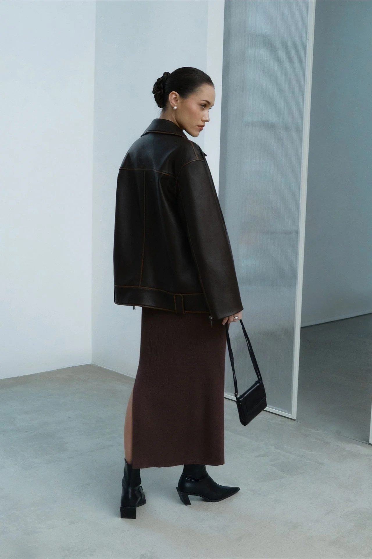 Fashion PU Leather Collar Jacket - Image 4