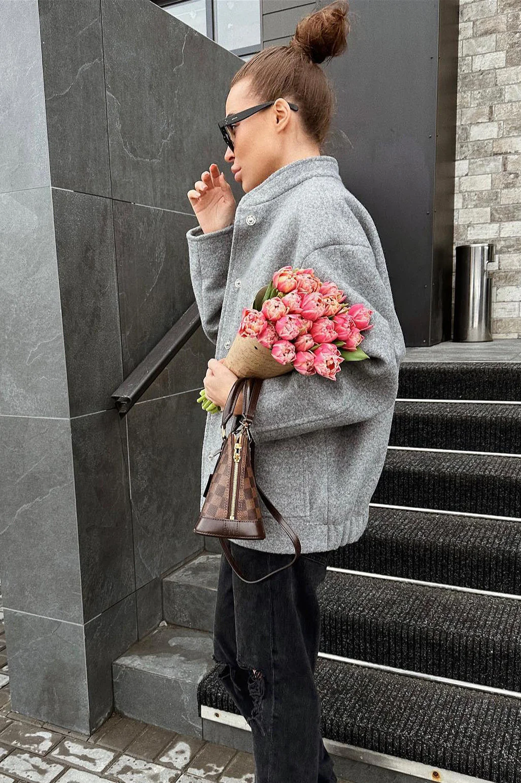 Stand Collar Wool Blend Coat - Image 3