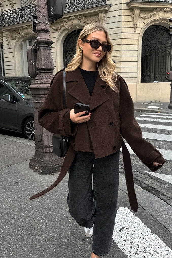 Double Breasted Wool Blend Coat - Image 2