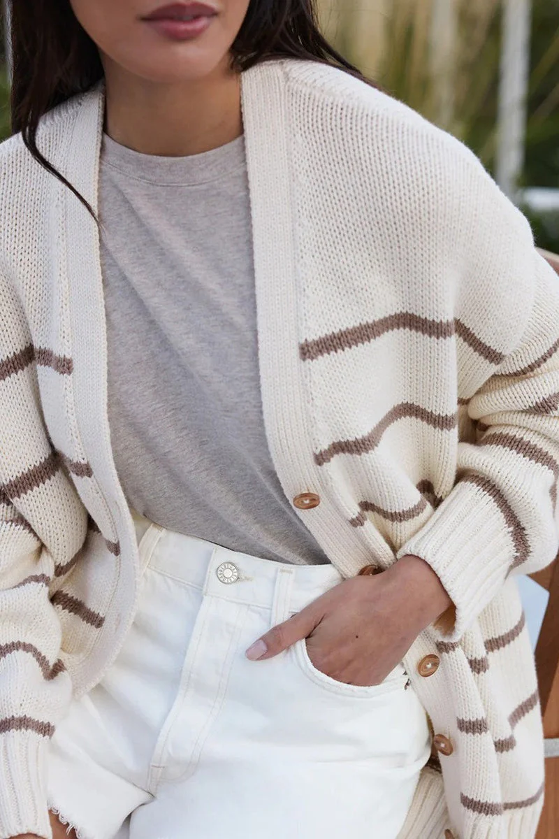 Cotton Striped Cardigan Sweater - Image 10