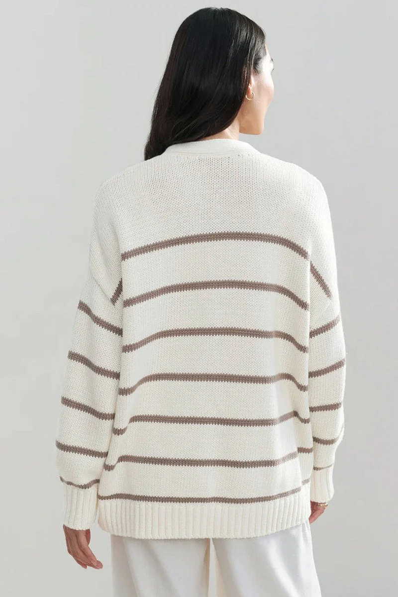 Cotton Striped Cardigan Sweater - Image 2