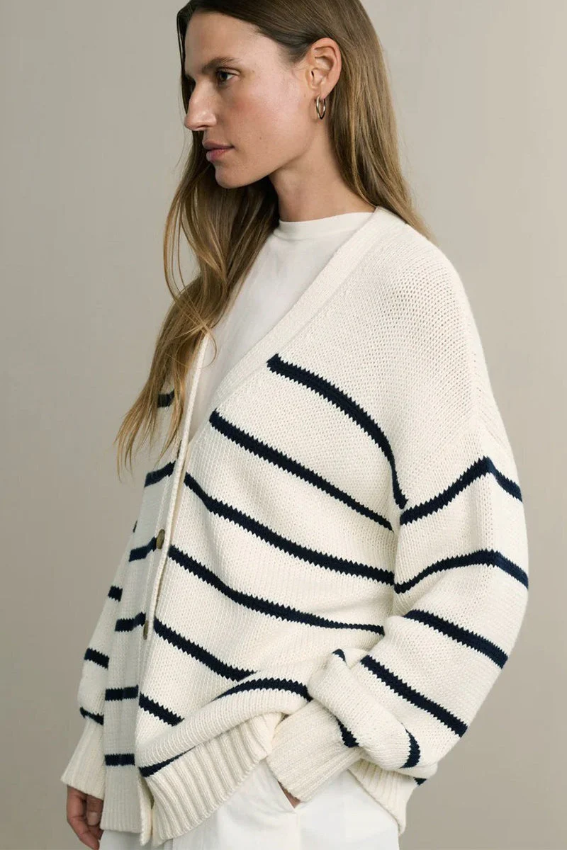 Cotton Striped Cardigan Sweater - Image 4