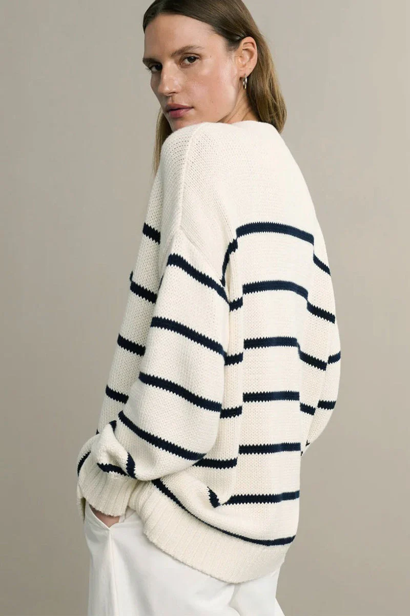 Cotton Striped Cardigan Sweater - Image 5