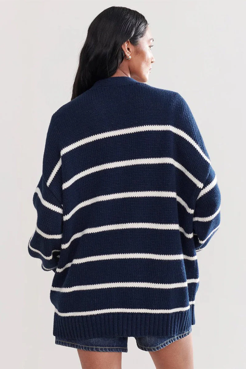 Cotton Striped Cardigan Sweater - Image 7