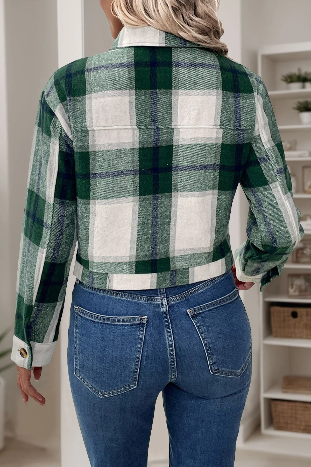 Vintage Plaid Woolen Jacket - Image 3