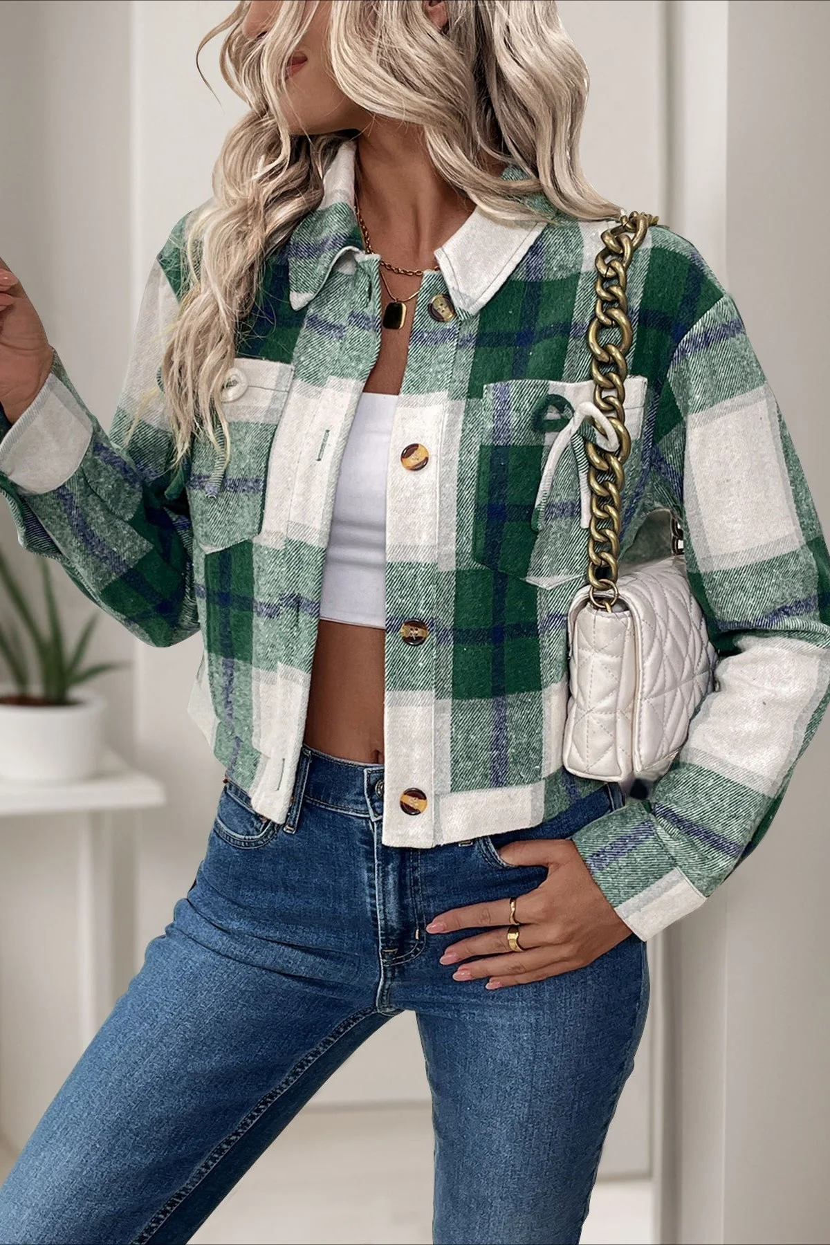 Vintage Plaid Woolen Jacket - Image 4