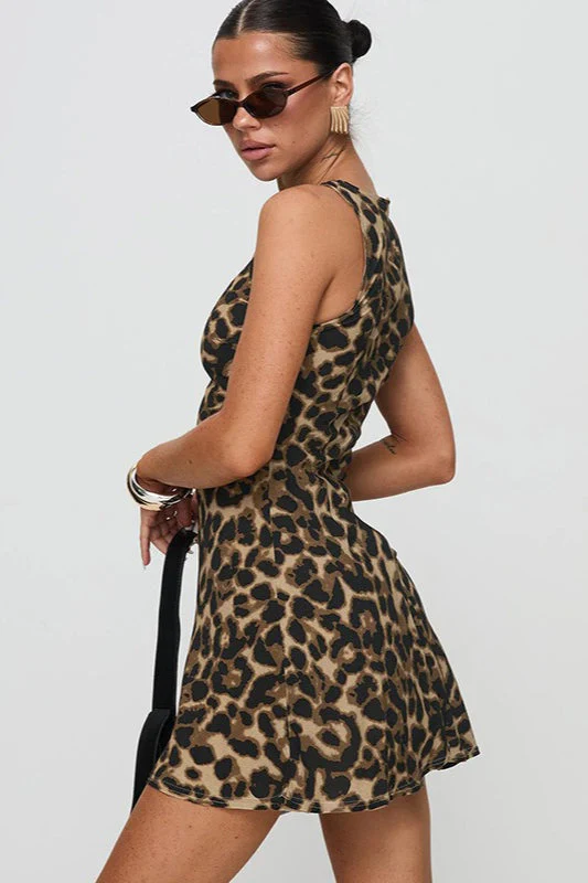 Leopard Print Sleeveless Mini Dress - Image 3