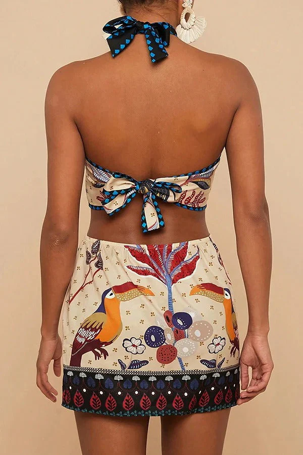 Halter Tie Back Floral Mini Dress - Image 3