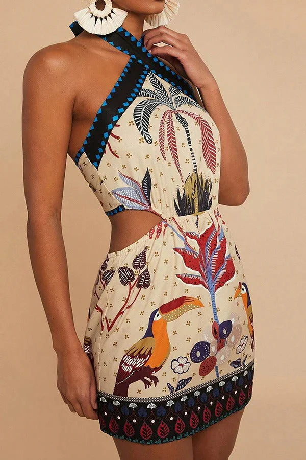 Halter Tie Back Floral Mini Dress - Image 4