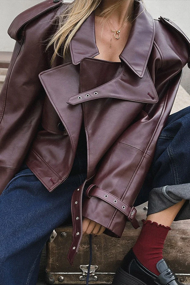 Vintage PU Leather Motorcycle Jacket - Image 2