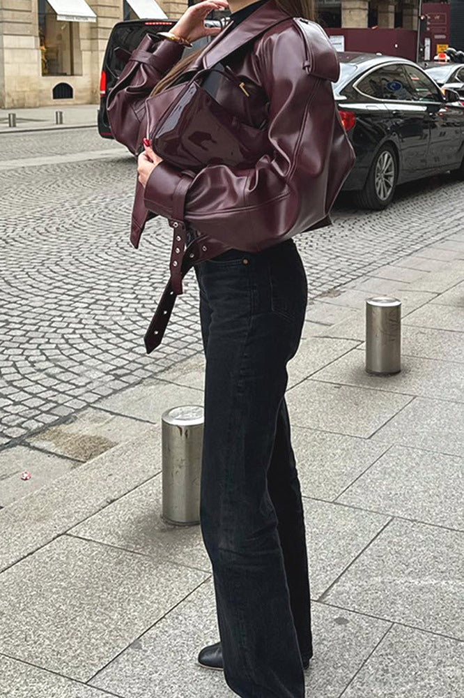 Vintage PU Leather Motorcycle Jacket - Image 4