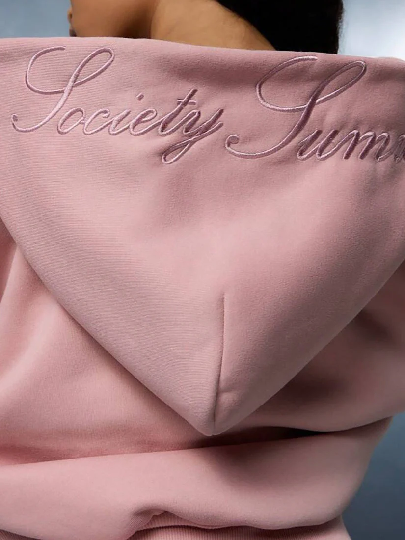 Embroidered Side Bow Zip Up Hoodie - Image 5