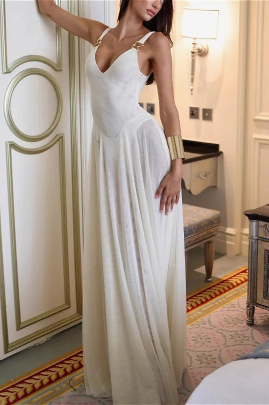 Sexy Backless Mesh Cami Maxi Dress - Image 2