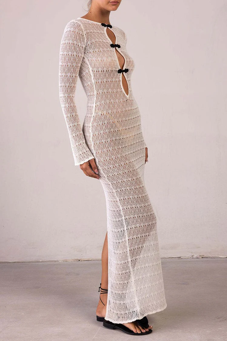 Sexy Backless Bohemian Knit Maxi Dress - Image 2