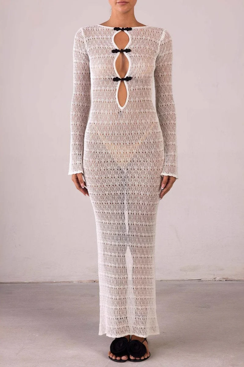 Sexy Backless Bohemian Knit Maxi Dress - Image 3