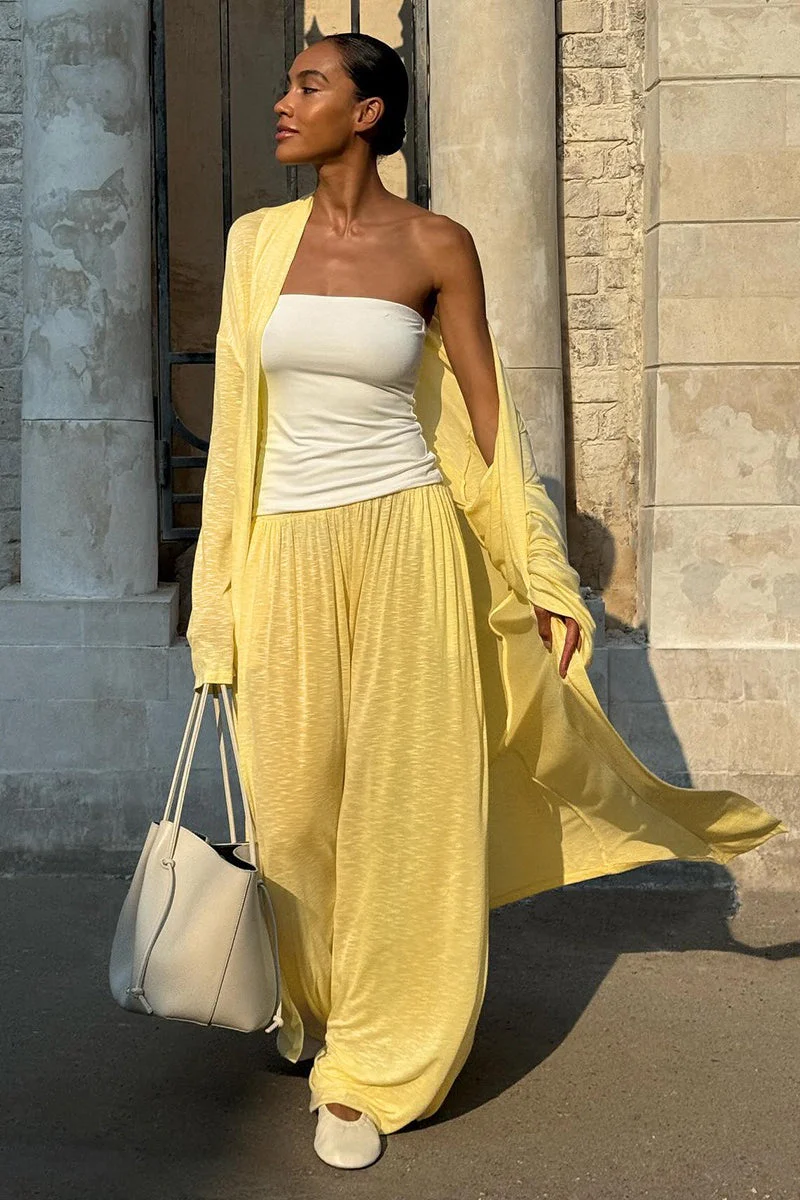 Casual Long Cardigan with Lantern Pants Two Piece Pants Set - Image 2