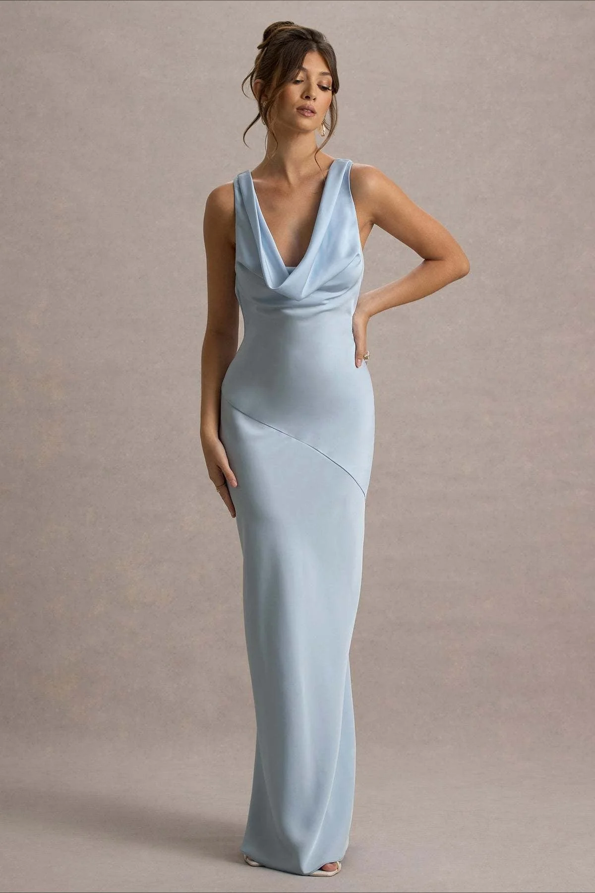 Satin Bodycon Backless Fish Maxi Dress - Image 10