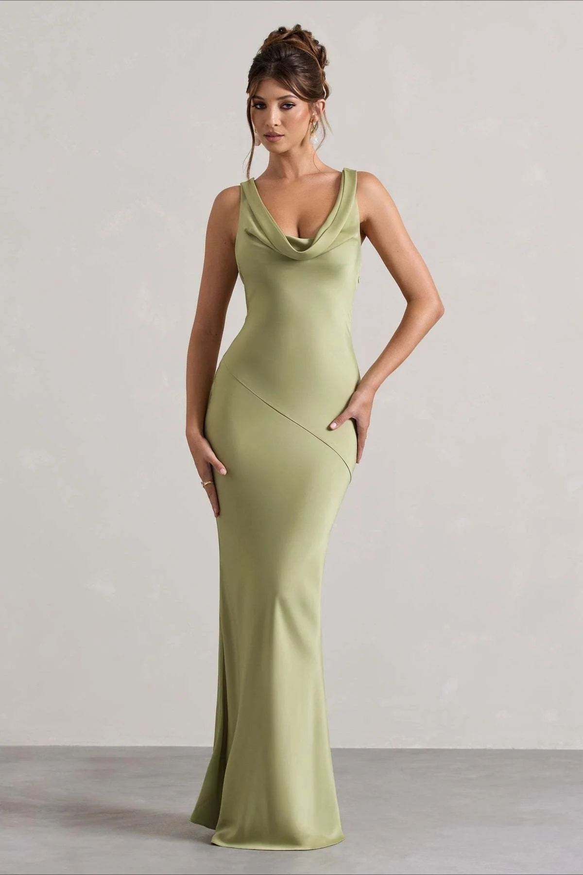 Satin Bodycon Backless Fish Maxi Dress - Image 2