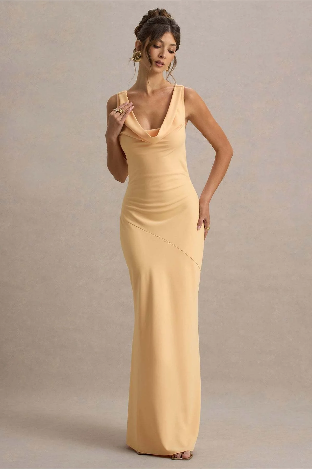Satin Bodycon Backless Fish Maxi Dress - Image 5