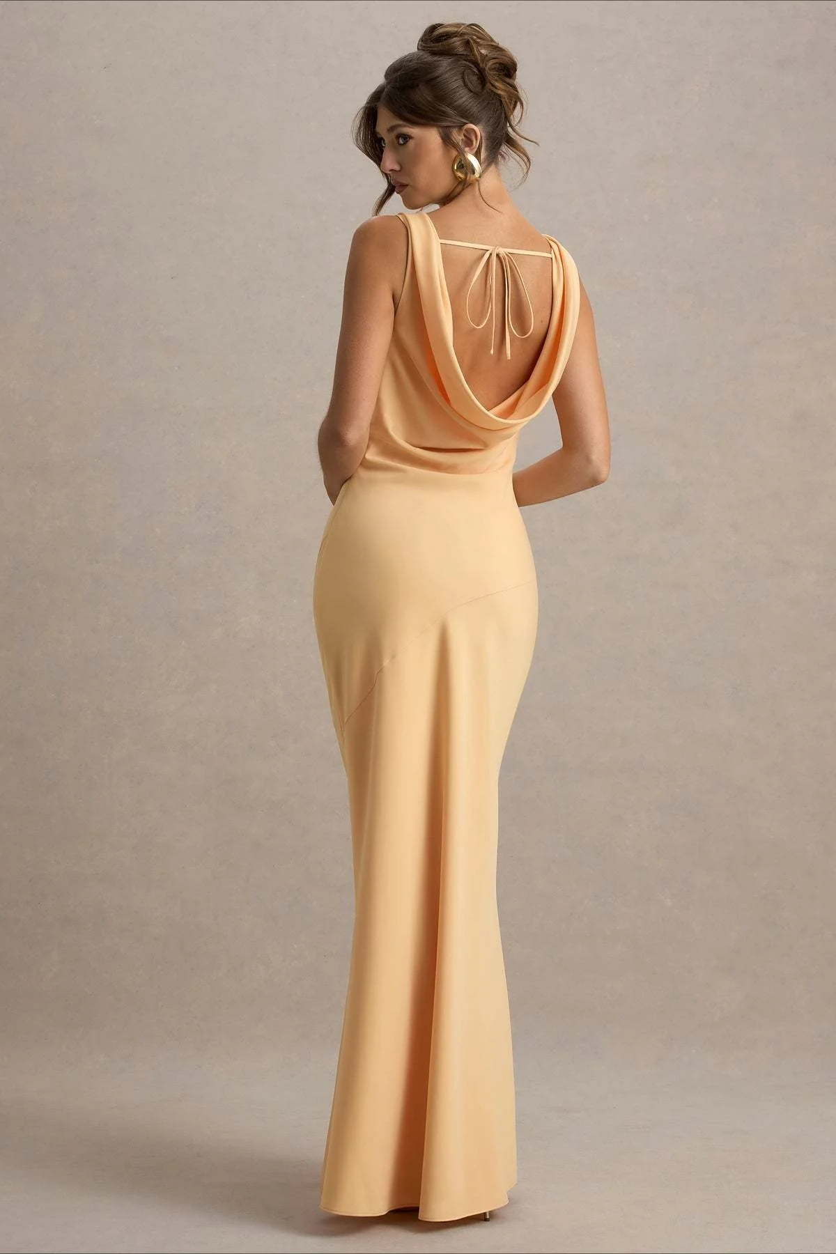Satin Bodycon Backless Fish Maxi Dress - Image 7