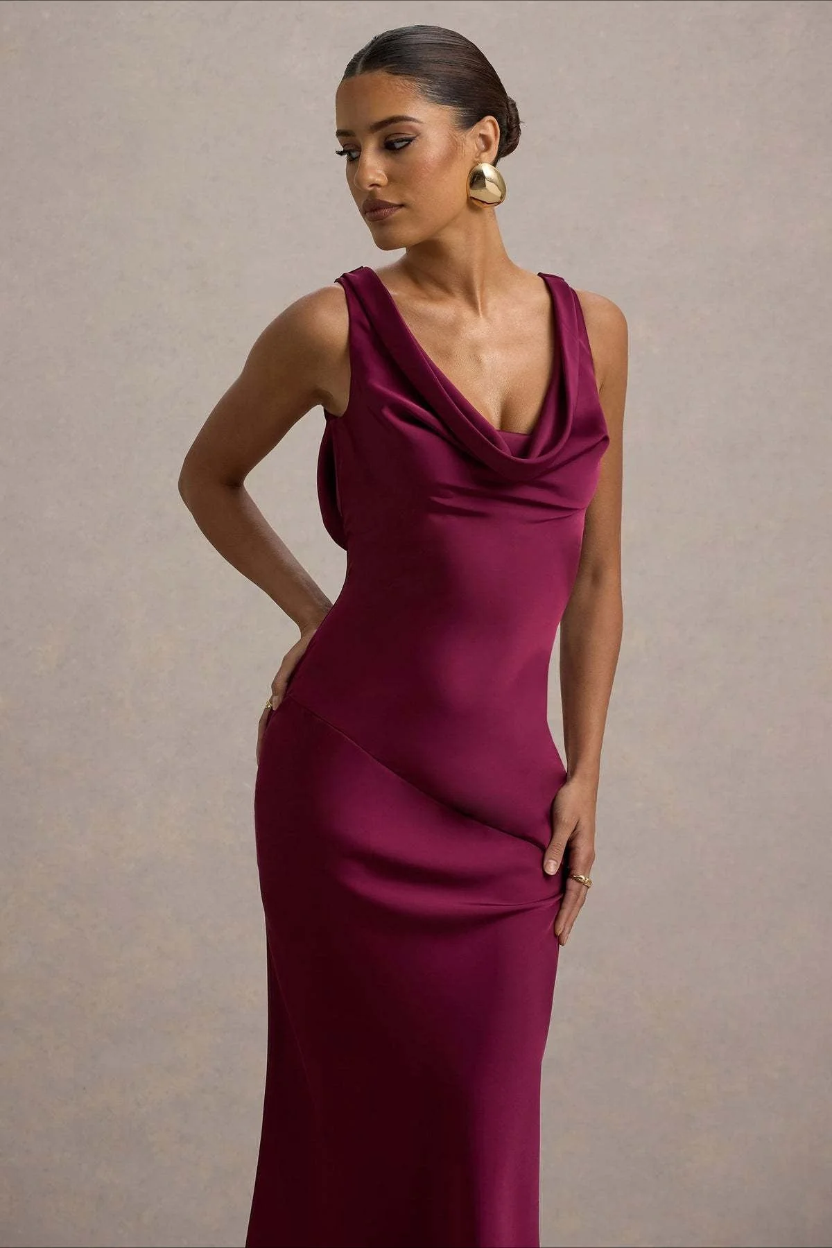 Satin Bodycon Backless Fish Maxi Dress - Image 8