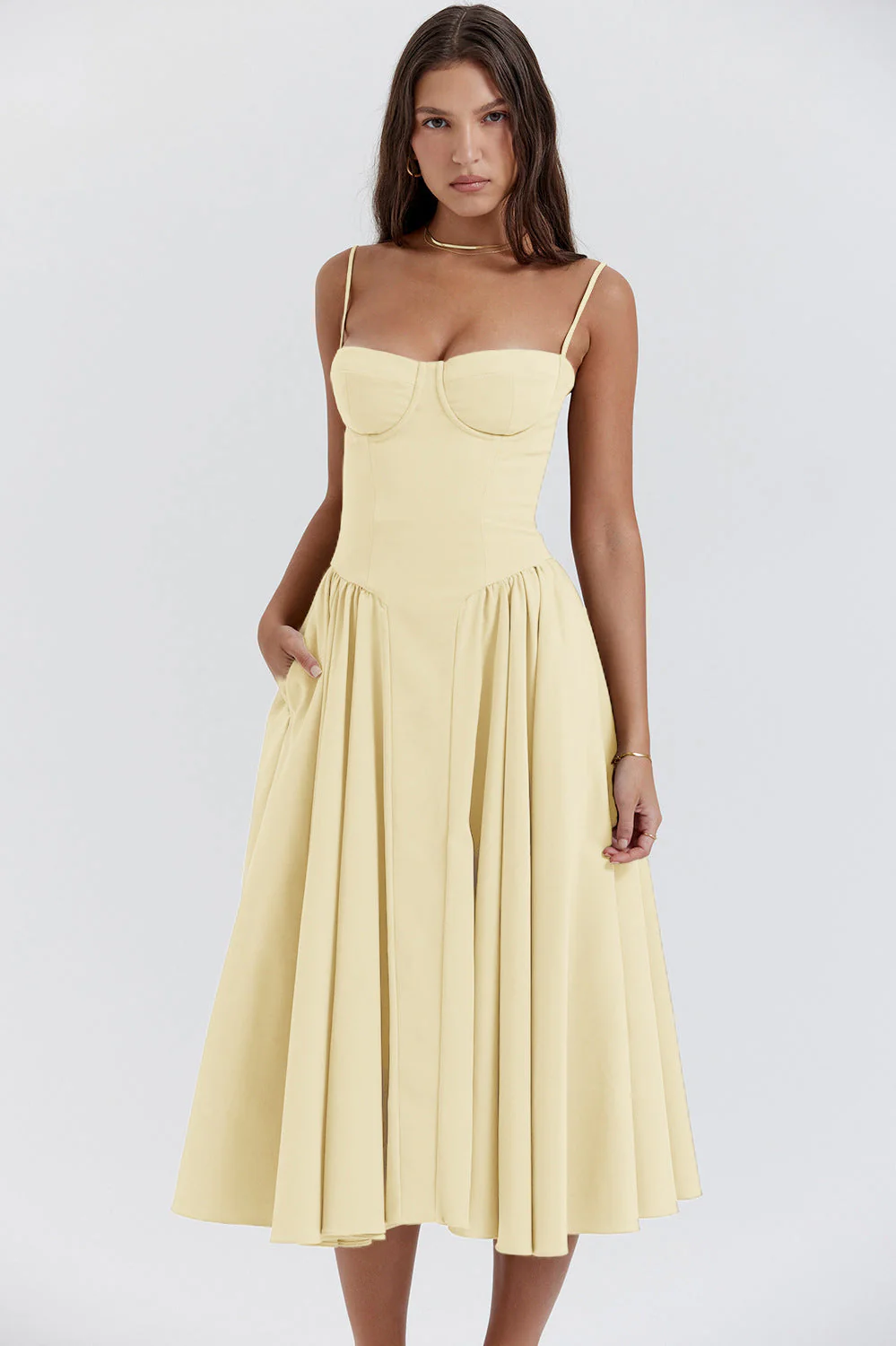 Elegant Vintage Cami Bodycon Midi Dress - Image 5