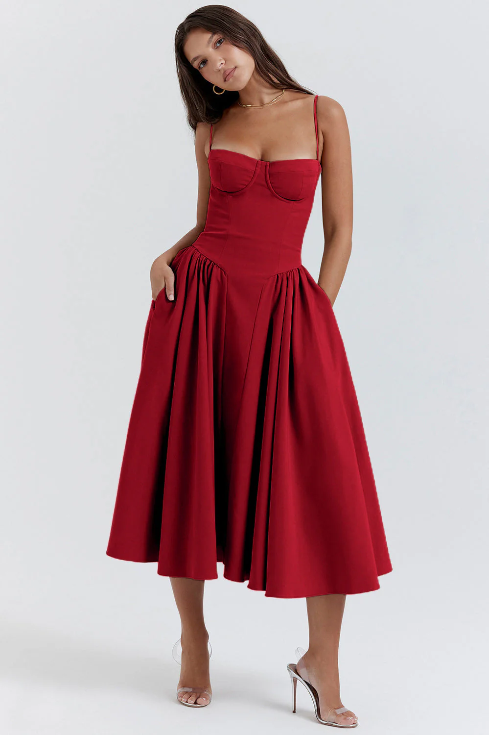 Elegant Vintage Cami Bodycon Midi Dress - Image 6