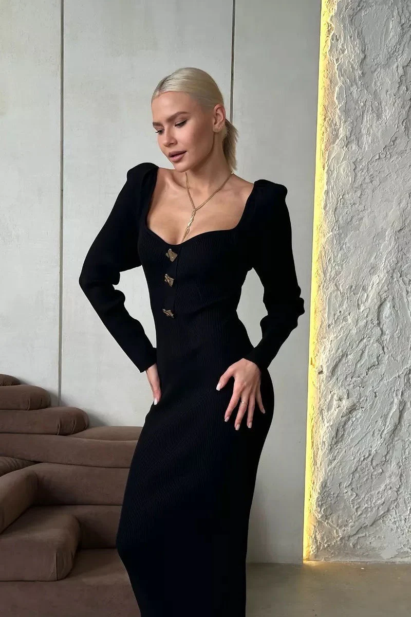 Sexy Knit High Waist Bodycon Midi Dress - Image 10