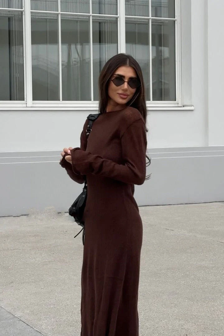 Hollow Out Pink Bodycon Knit Maxi Dress - Image 10