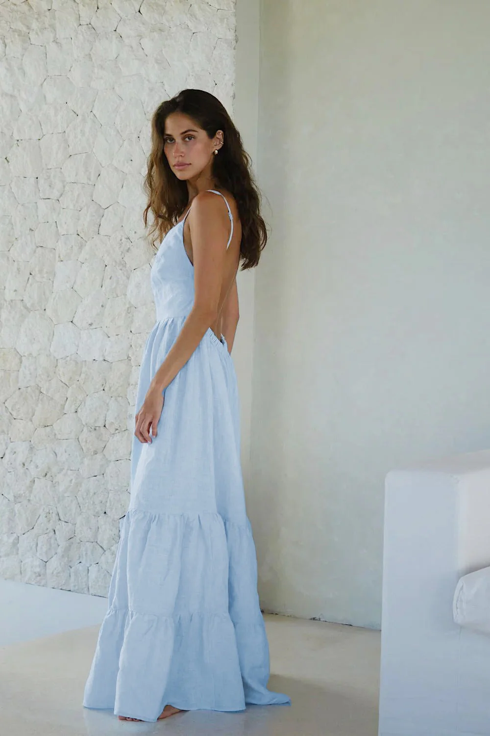 Spaghetti Strap Backless Ruffle Maxi Dress - Image 2