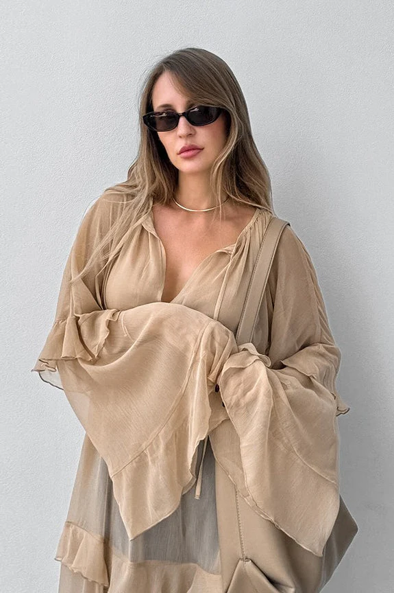 Batwing Sleeve Sun Protection Maxi Dress - Image 3