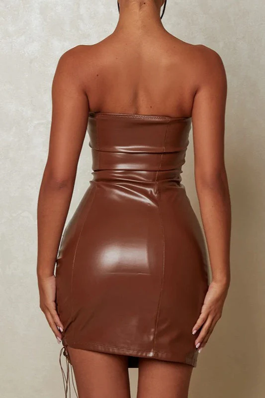 Strapless Waist Tie Bodycon Mini Dress - Image 3