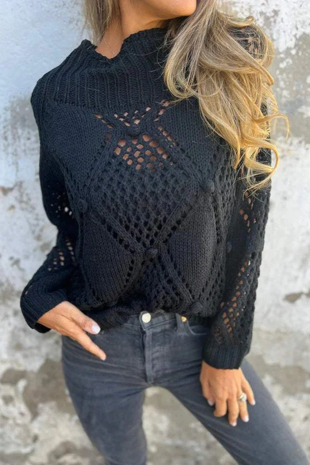 Round Neck Hollow Knit Sweater - Image 4