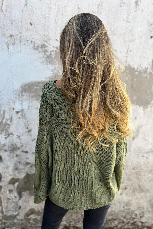 Round Neck Hollow Knit Sweater - Image 6