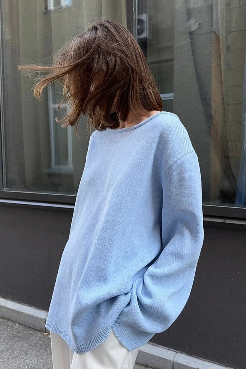 Backless Loose Fit Knit Blouse - Image 3