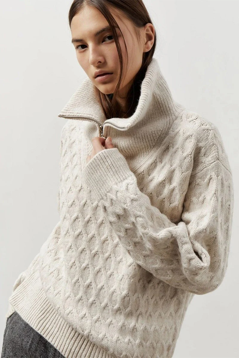 Thick Knit Turtleneck Half-Zip Sweater - Image 5