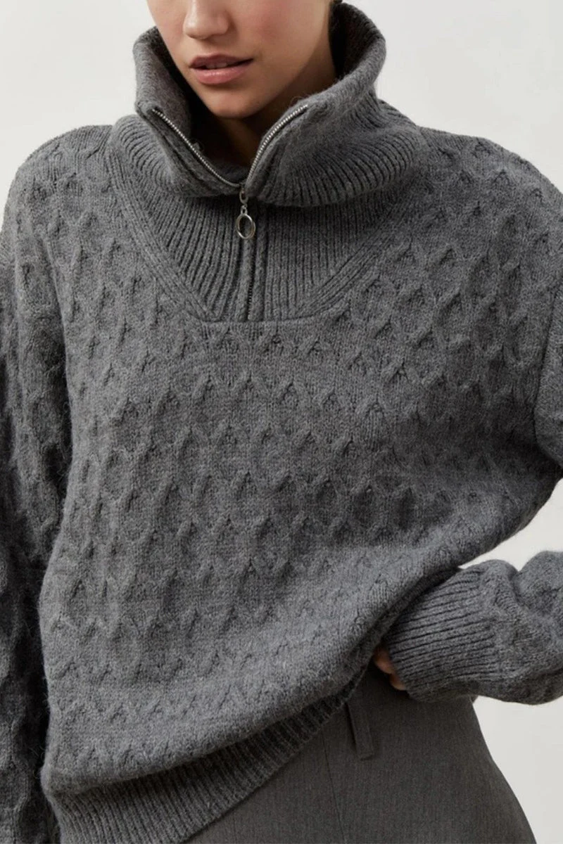 Thick Knit Turtleneck Half-Zip Sweater - Image 7