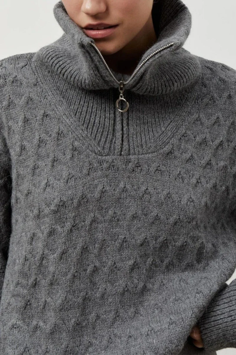 Thick Knit Turtleneck Half-Zip Sweater - Image 8