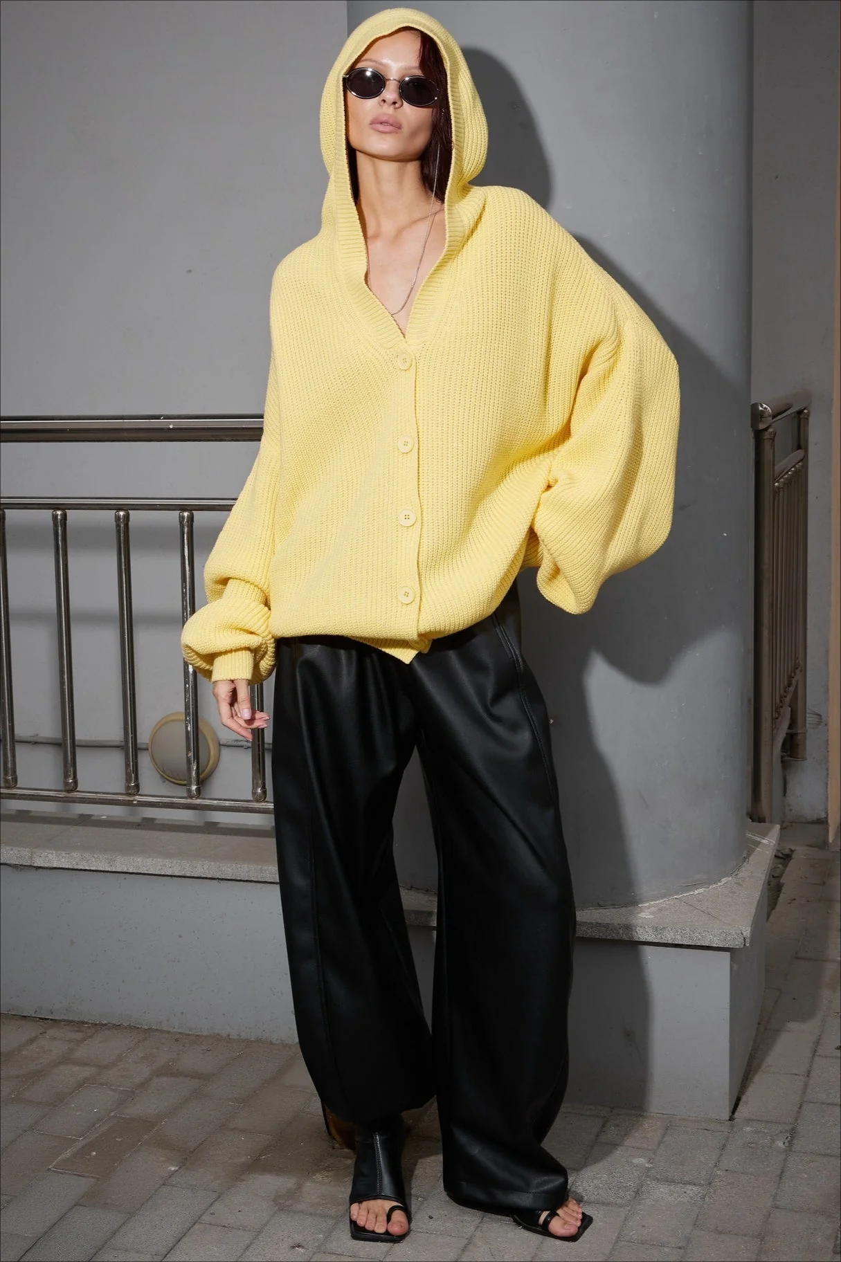 Solid Color Button Hoodie - Image 3
