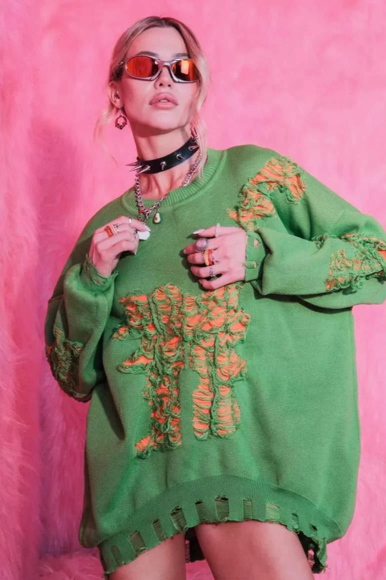 Casual Distressed Long Sleeve Blouse - Image 4