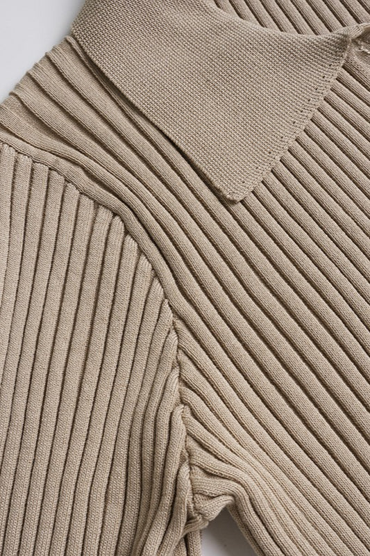 Solid Color Retro Knit Blouse - Image 4