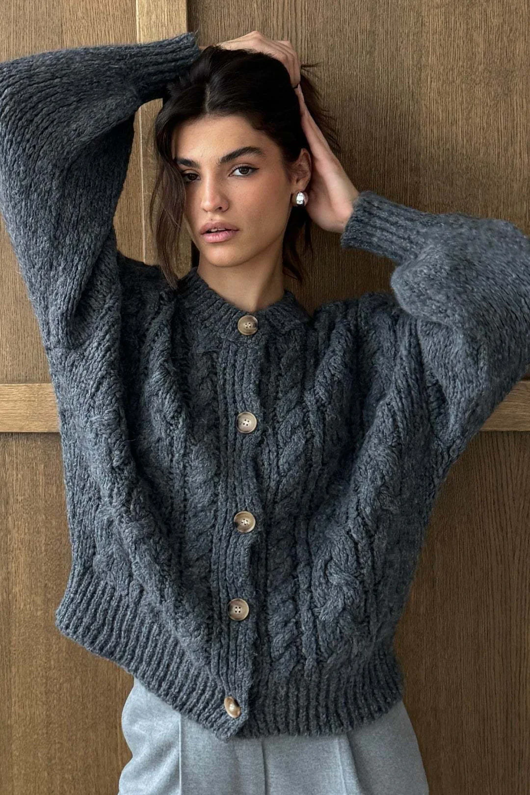 Vintage Cable Knit Crewneck Sweater - Image 2